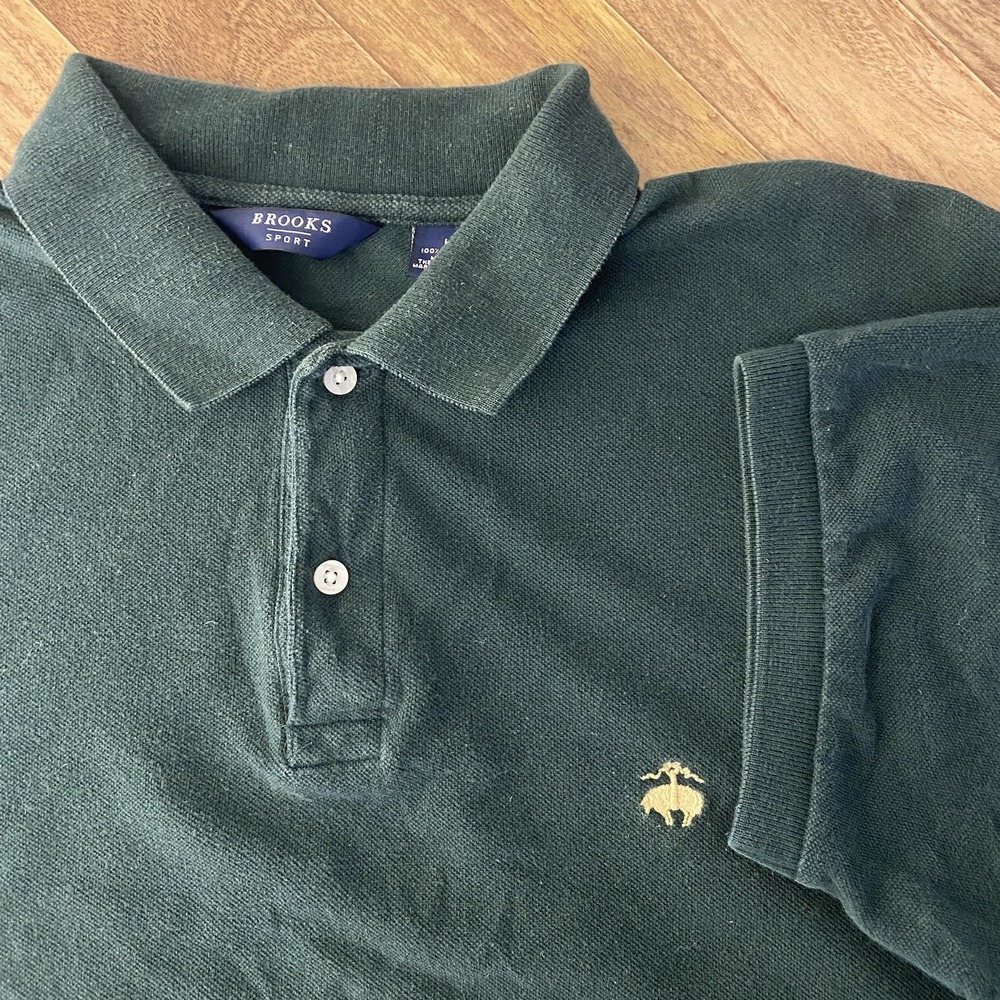 Vintage Brooks Sport Polo Shirt Mens Large Green Made in USA